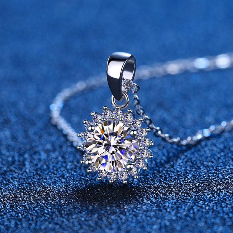 VVS Jewelry hip hop jewelry Sunflower 5CT Moissanite Sterling Silver Necklace