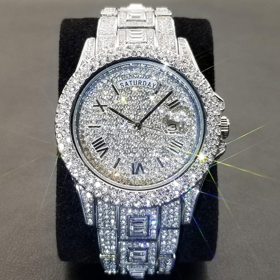 VVS Jewelry hip hop jewelry Top Luxury Fully Iced Out Baguette Watch