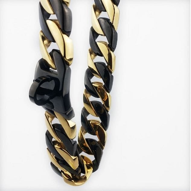 VVS Jewelry hip hop jewelry Two-Tone Cuban Link Dog Collar