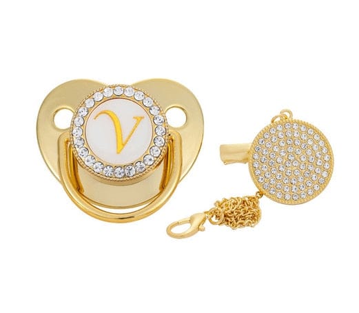 VVS Jewelry hip hop jewelry V Custom Gold Bling Initial BPA Free Baby Pacifier