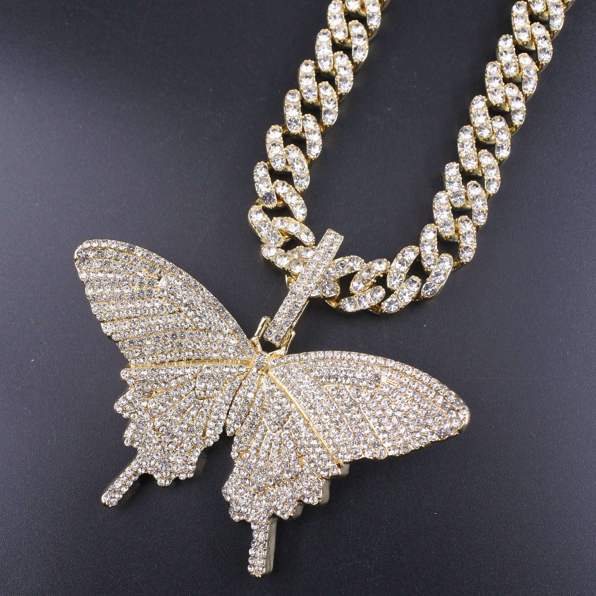 VVS Jewelry hip hop jewelry VVS Jewelry Cuban Link Butterfly Choker + FREE Tennis Choker