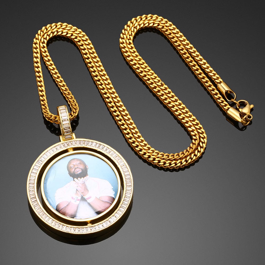 VVS Jewelry hip hop jewelry VVS Jewelry Custom Rotating Photo Medallion Pendant Chain