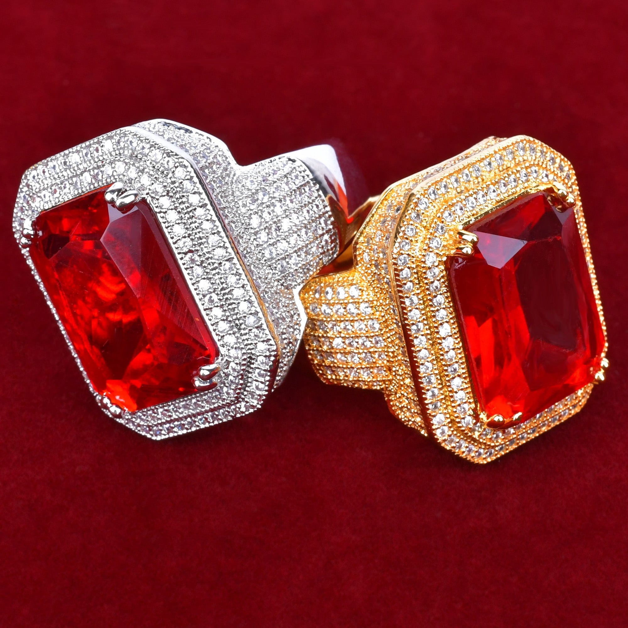 VVS Jewelry hip hop jewelry VVS Jewelry Red Synthetic Ruby Royal Ring